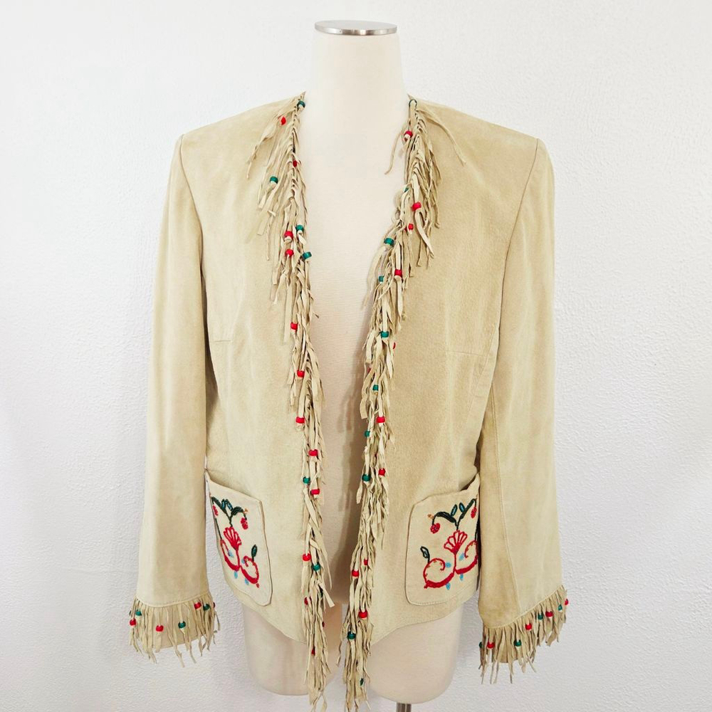 Double D Ranch Beaded Suede Jacket Light Tan Leat… - image 1